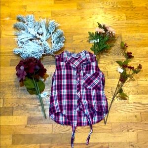 Tank top cowboy plaid tie up shirt